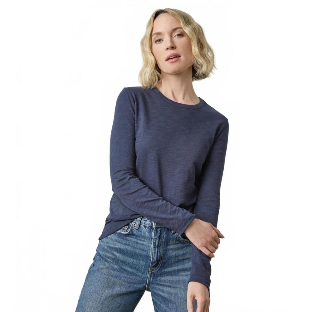 Lilla P Long-Sleeve Slub Knit Tee – Soft Periwinkle Blue,‎ Size S